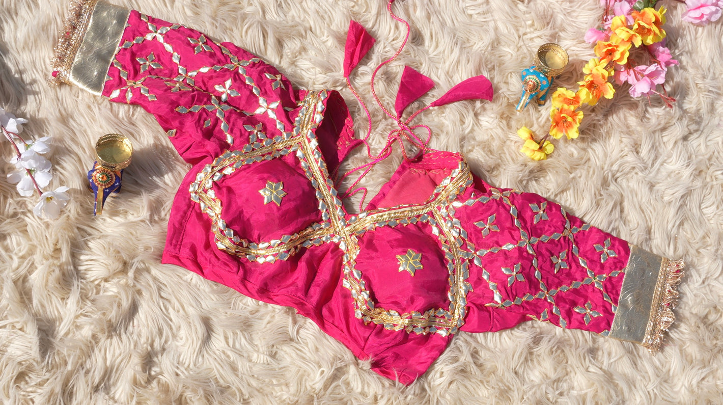 RAJASTHANI HANDWORK ANGI BLOUSE WITH KACHI GOTA PATTI WORK ##HB106