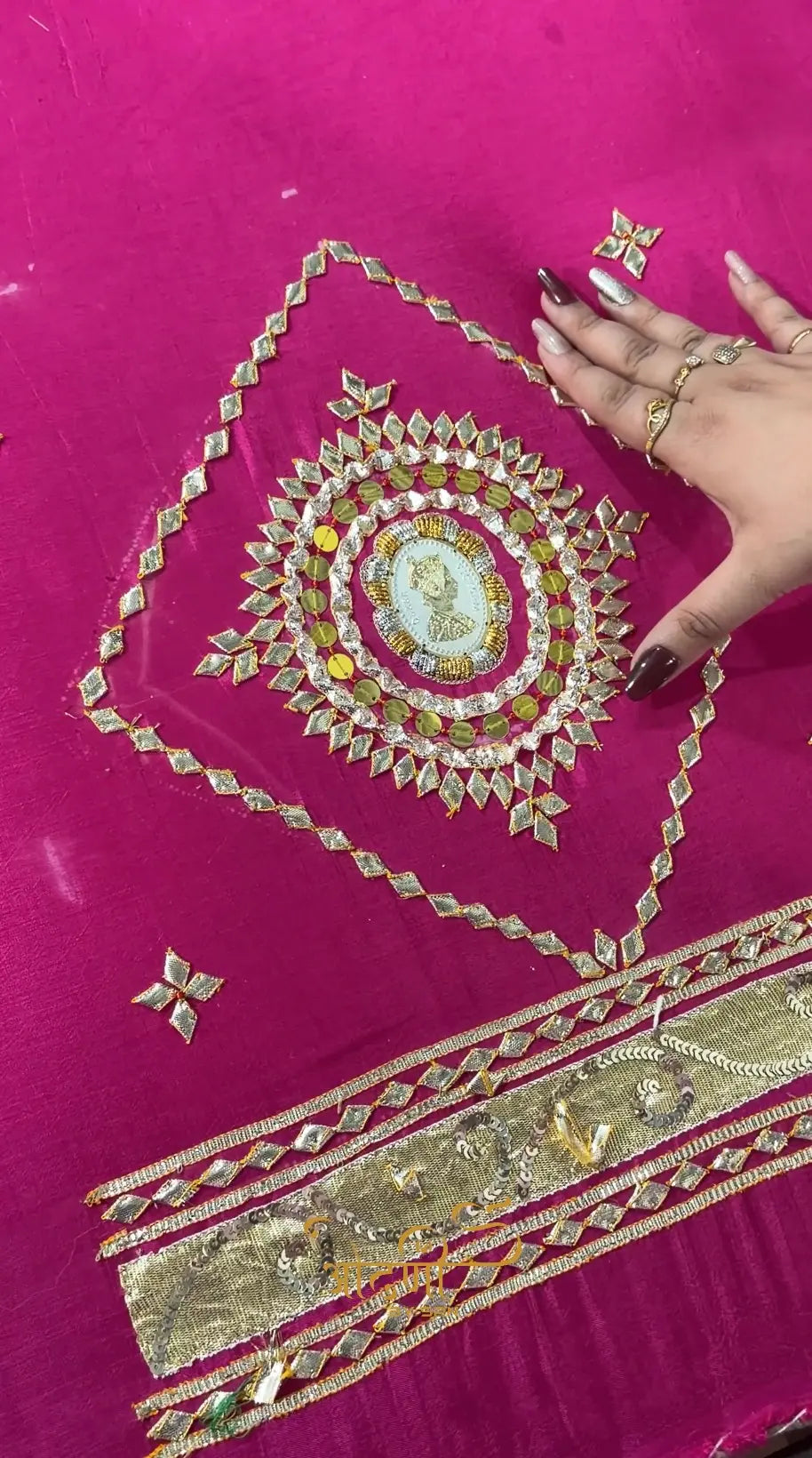 Rajasthani Angi Blouse with 999 Hallmark Silver Coin & Gota Patti Handwork
