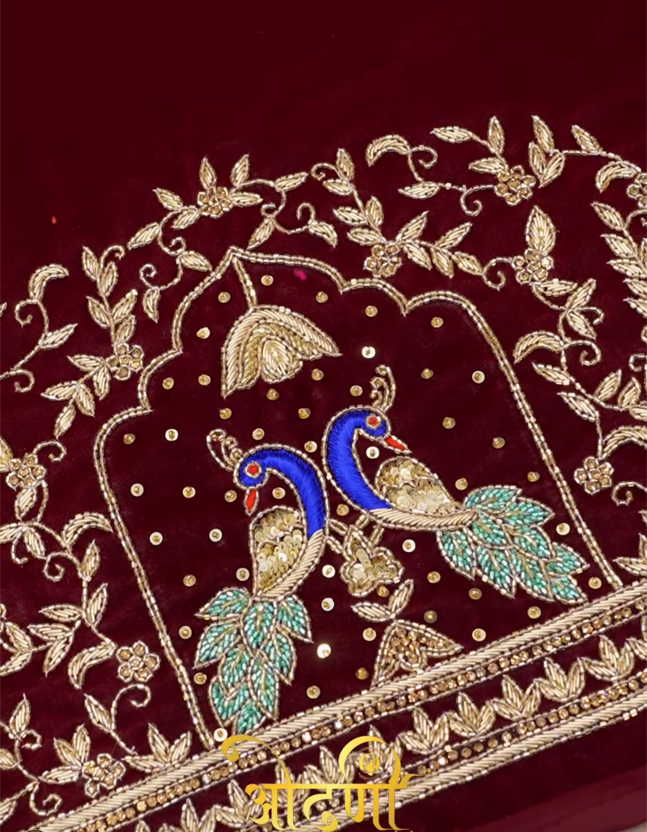 Zardozi and Cutdana Handwork Blouse on Velvet Fabric (UNSTITCHED)
