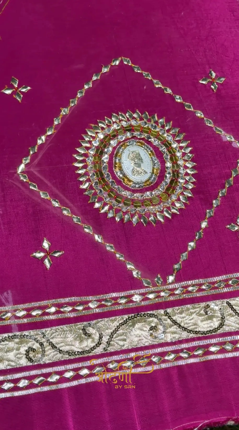 Rajasthani Angi Blouse with 999 Hallmark Silver Coin & Gota Patti Handwork