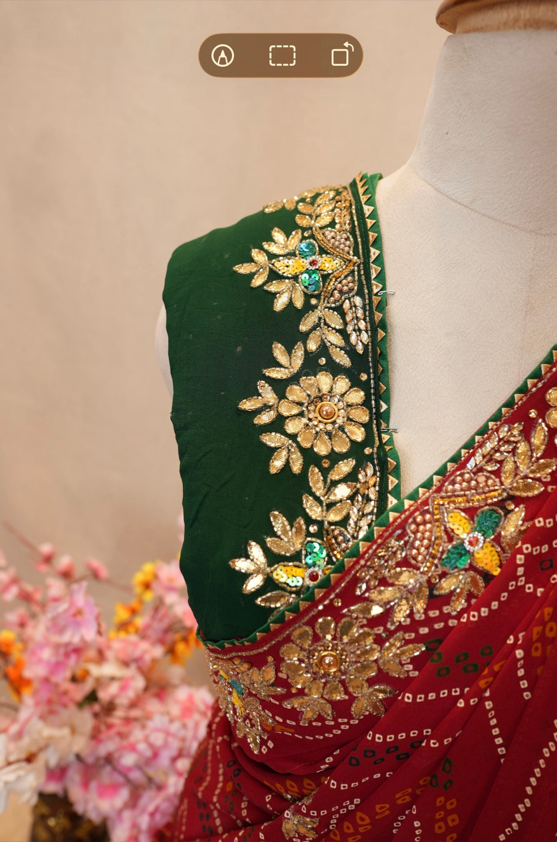 Rajasthani Traditional Chunri Saree with Sequin Work (With Blouse)