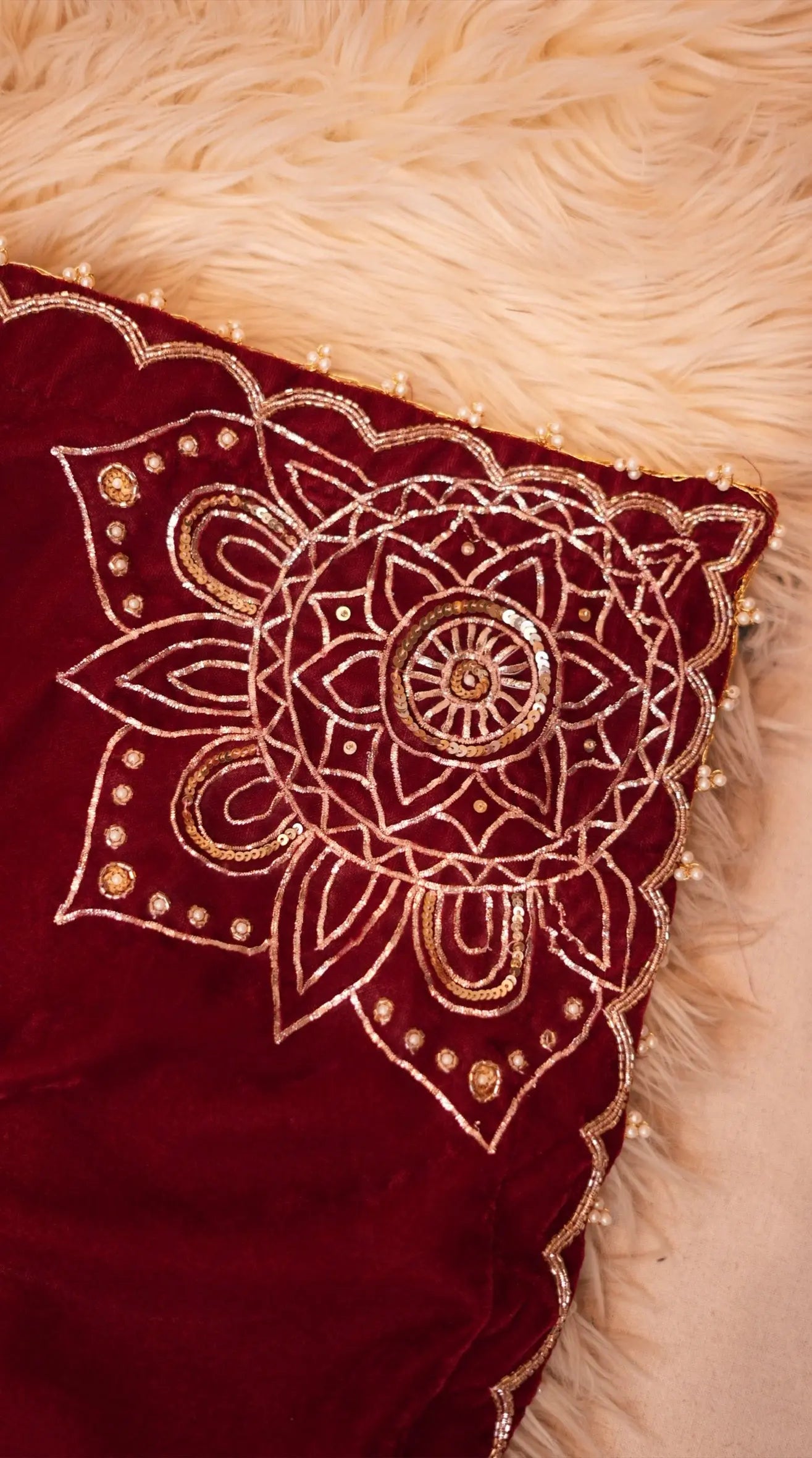 Handmade Velvet Shawl with Pita Work & Mandala Buti Art (CUSTOMISABLE)
