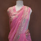 GEORGETTE FABRIC SAREE WITH HEAVY BORDER, ALOG WITH SMALL BUTI (WITH CONTRAST BLOUSE) ##SR630