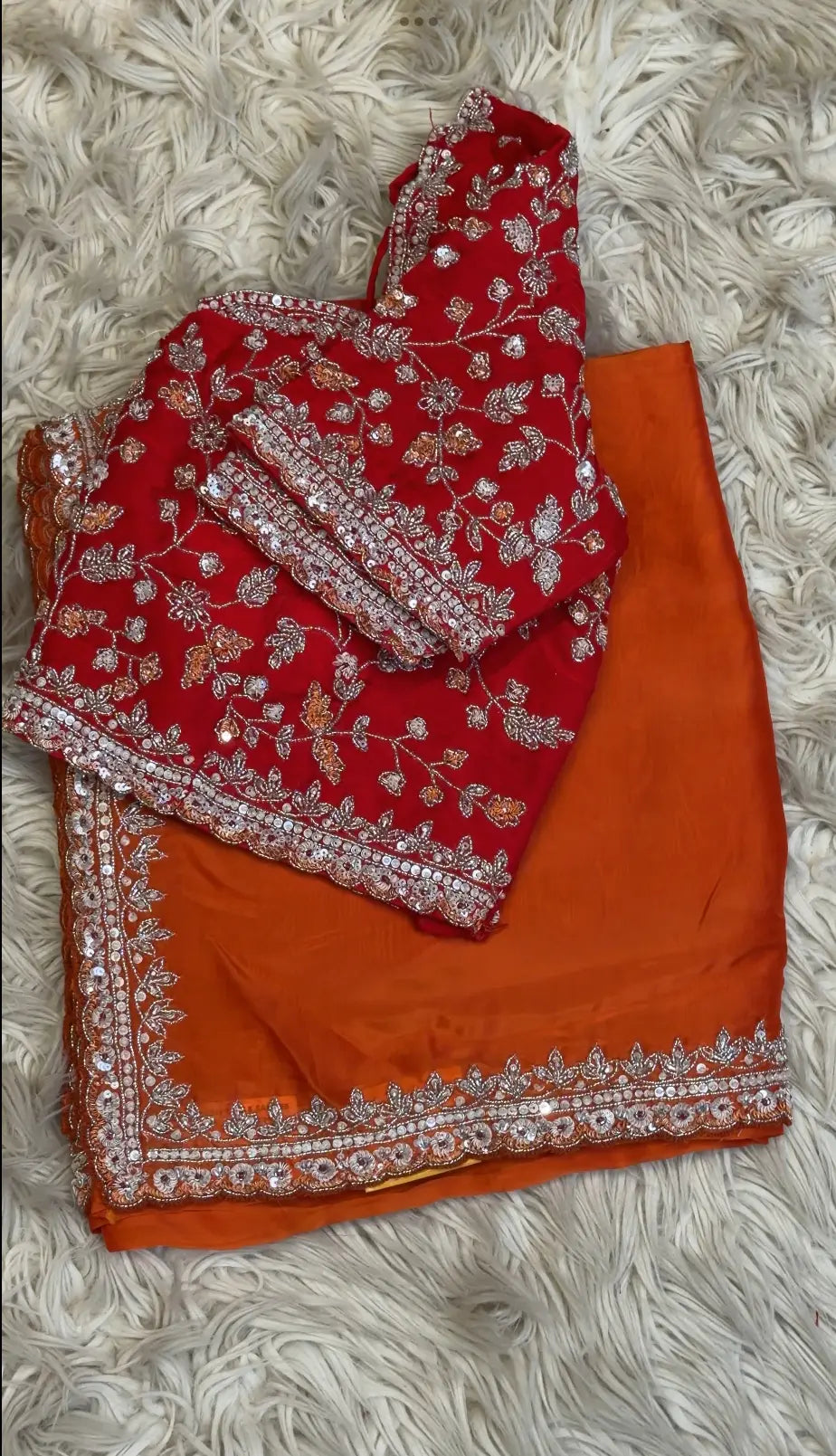 Saree with Sequence & Cutdana Handwork with Heavy Blouse