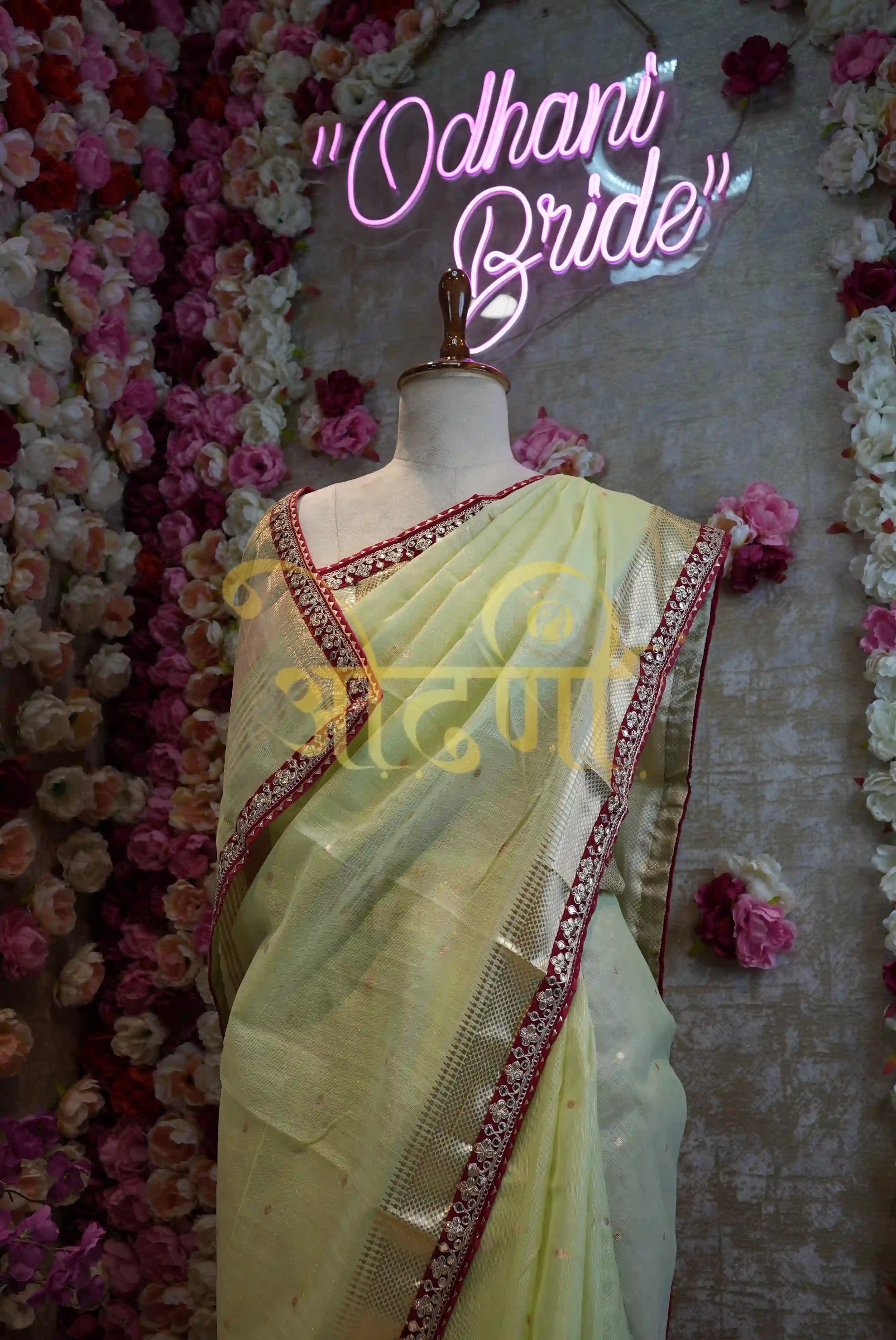 Gotta Patti Work Saree With Zari Weaving