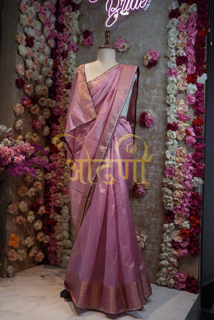 Mix Cotton Fabric with Banarasi Weaving & Buta Handwork Saree ##SR045