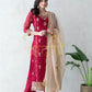 STRAIGHT FIT PAKISTHANI 3-PIECE SUIT WITH CONTRAST DUPATTA  ##SP0101