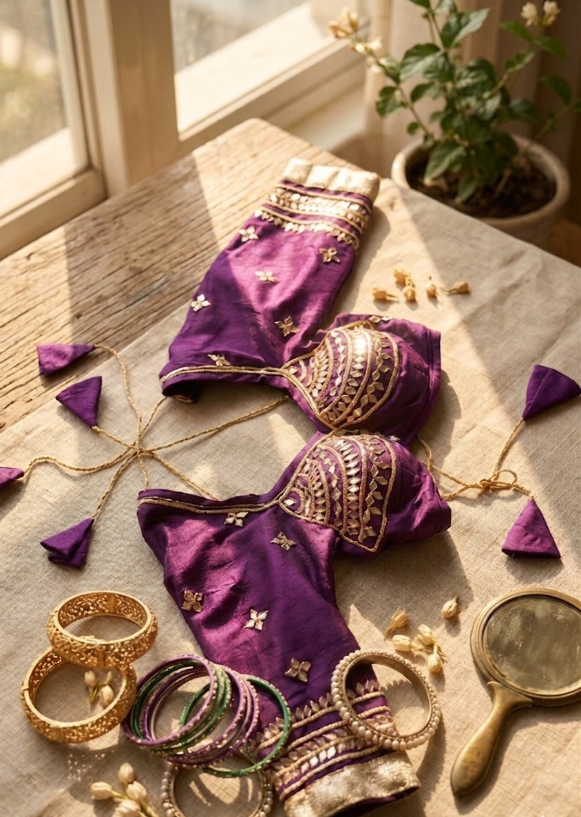 Handwork Aangi Blouse with Kaccha Gota Patti Work in Georgette Fabric