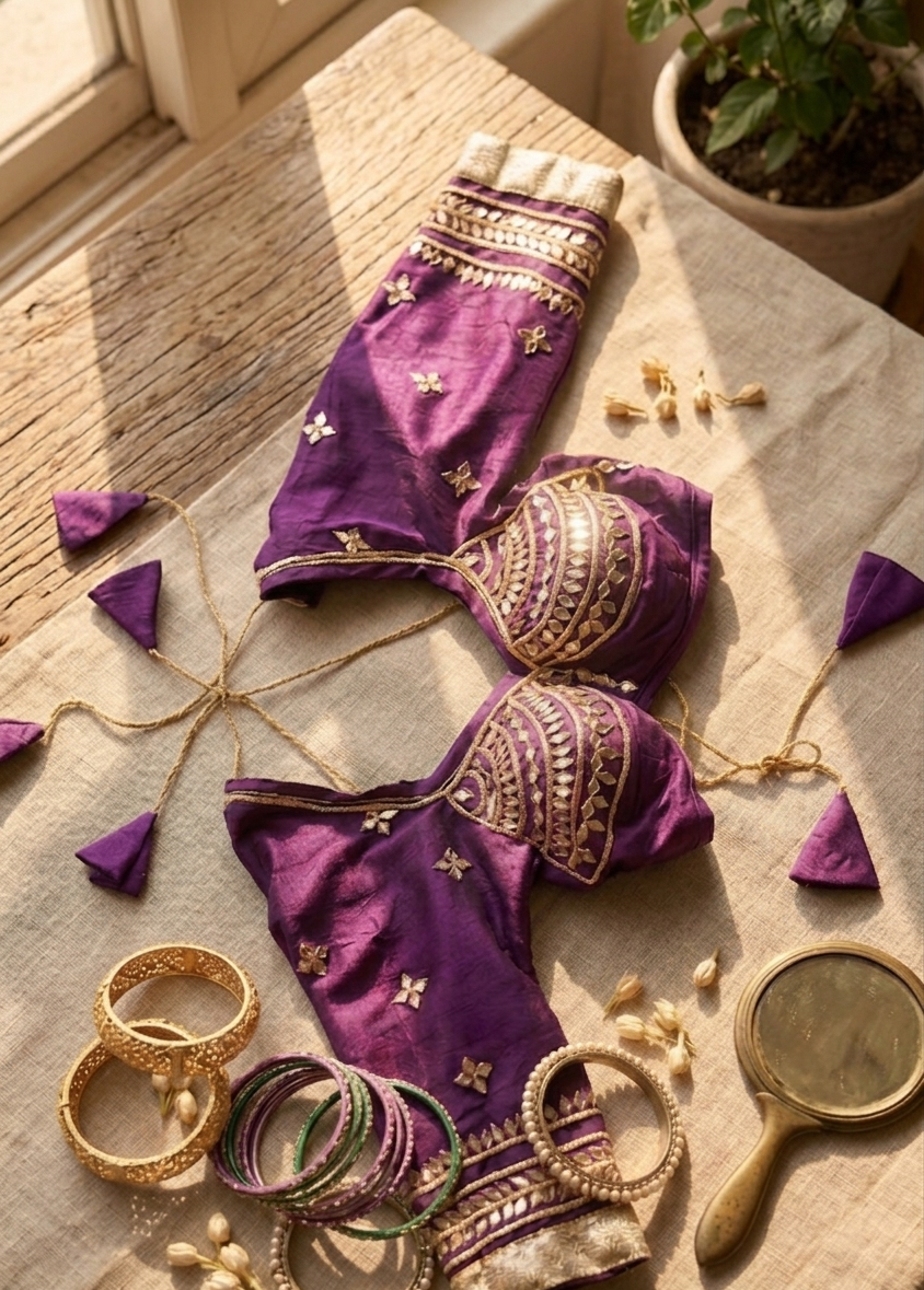 Handwork Aangi Blouse with Kaccha Gota Patti Work in Georgette Fabric