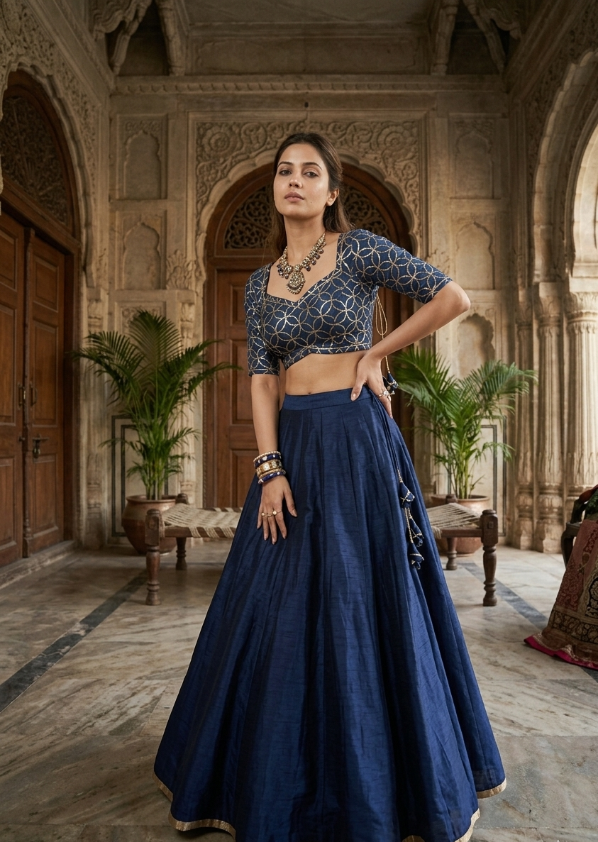Rajasthani Squance Jaal Work Aangi Blouse