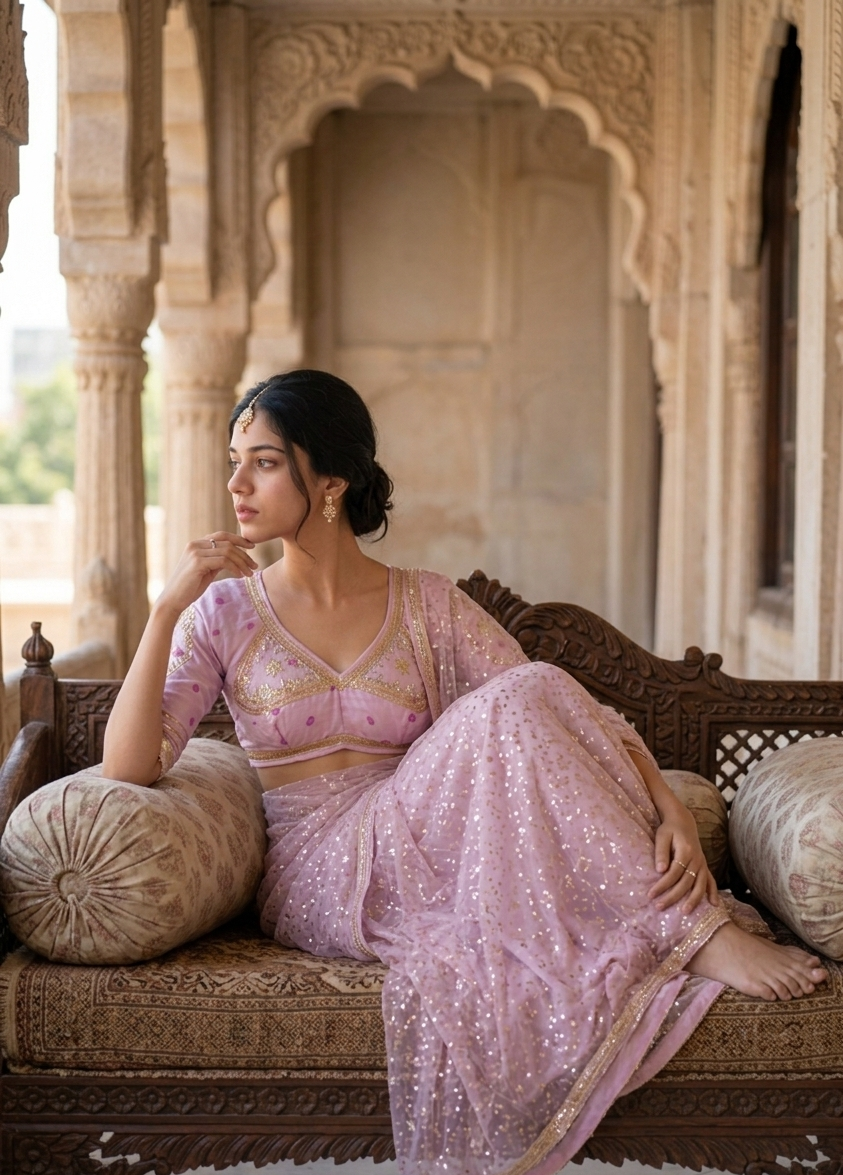 Bhandej Rajasthani Aangi Blouse with Kacchi Gota Patti Work (PRE-BOOKING ITEM)