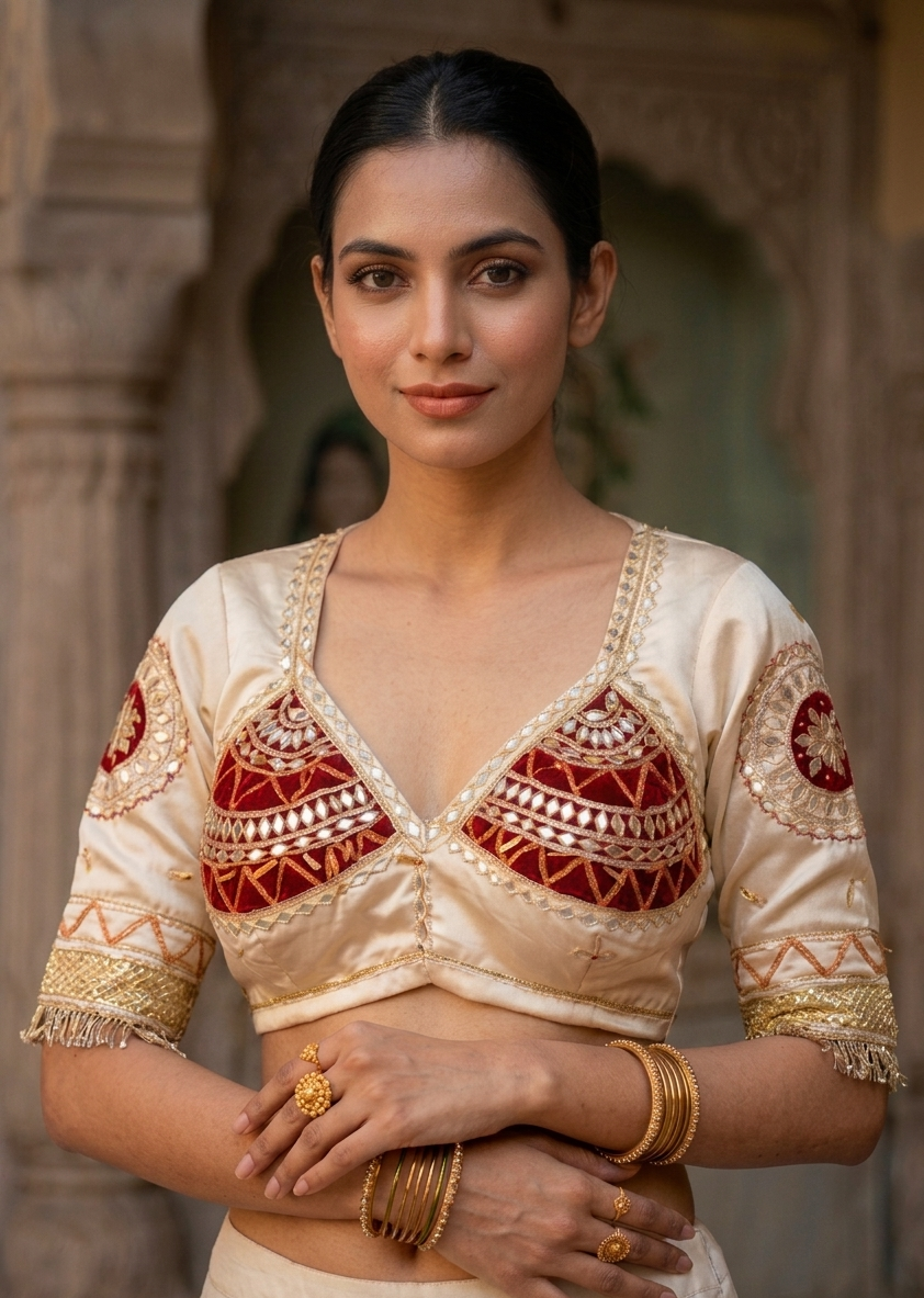 Sipra Rajasthani Angi Blouse with Kacchi Gota Patti Work (PRE-BOOKING ITEM)
