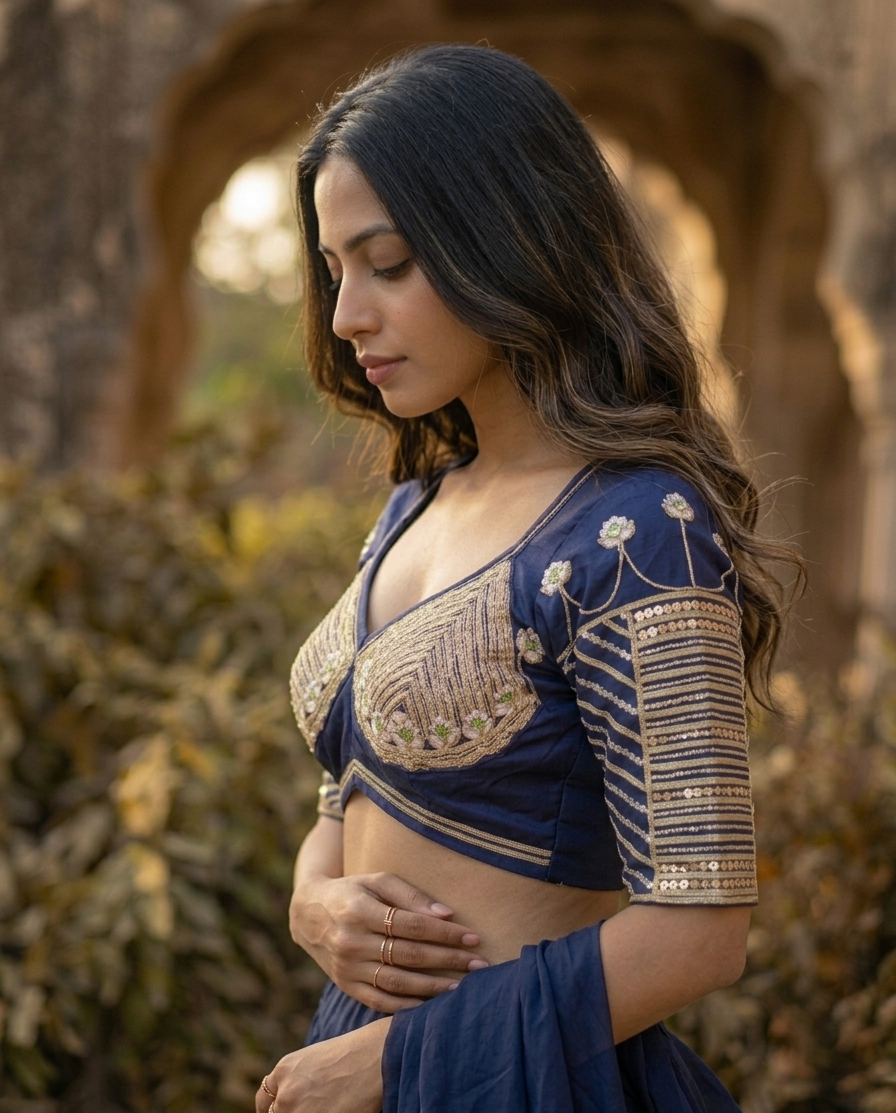 Sitara Mahal Rajasthani Aangi Blouse with Charkhi Gota (PRE-BOOKING ITEM)