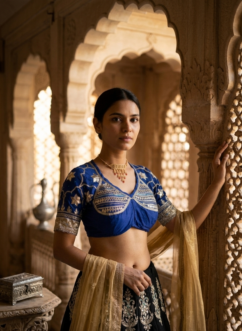 Rajasthani Aangi With Kachi Gota Patti Seqeuecne Work