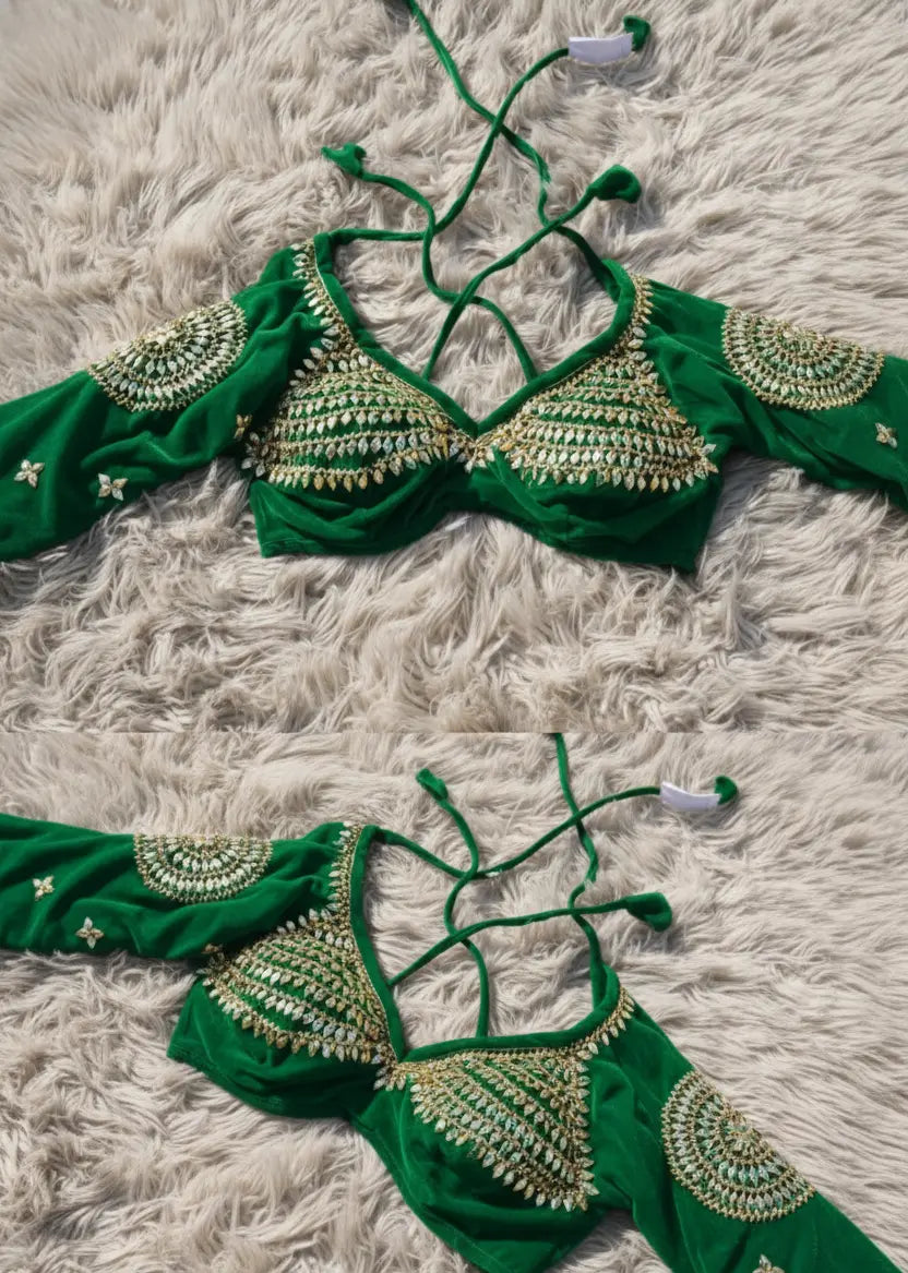 Kesariyaa Ghungroo Rajasthani Aangi Blouse with Kachi Gota Patti (CUSTOMIZABLE)