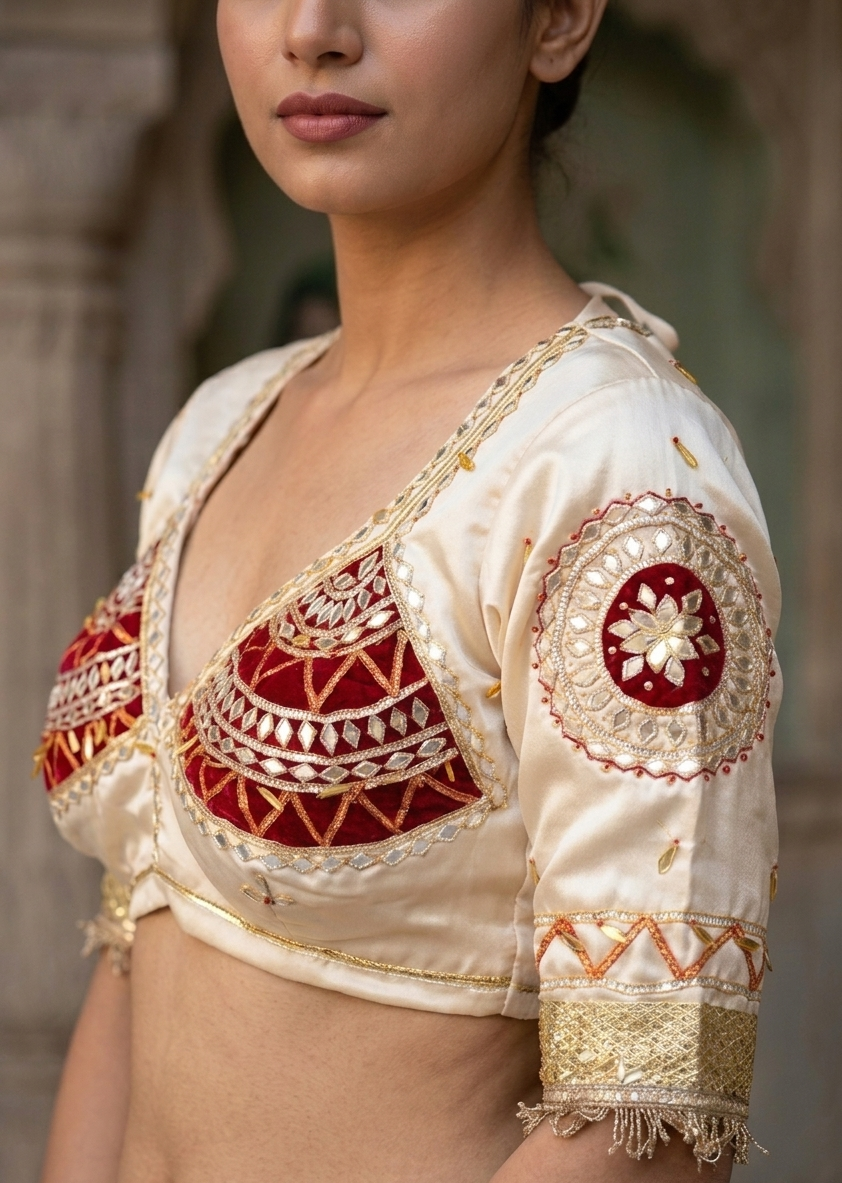 Sipra Rajasthani Angi Blouse with Kacchi Gota Patti Work (PRE-BOOKING ITEM)
