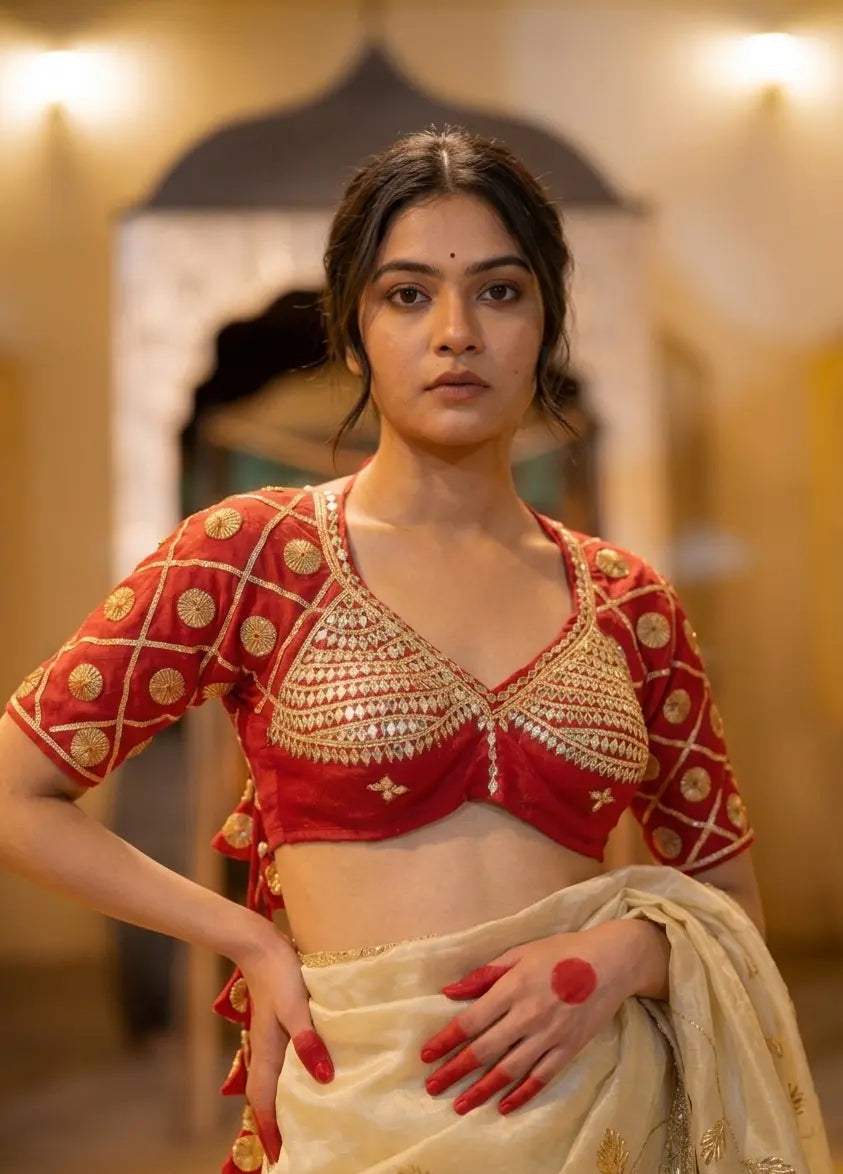 Ginni Rajasthani Angi Blouse with Kacchi Gota Patti Work (PRE-BOOKING ITEM)