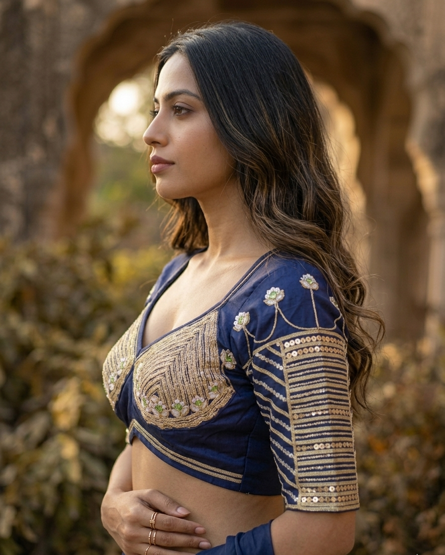 Sitara Mahal Rajasthani Aangi Blouse with Charkhi Gota (PRE-BOOKING ITEM)