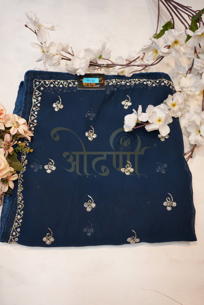 Georgette Fabric Cutdana & Buti Handwork Saree ##SR036
