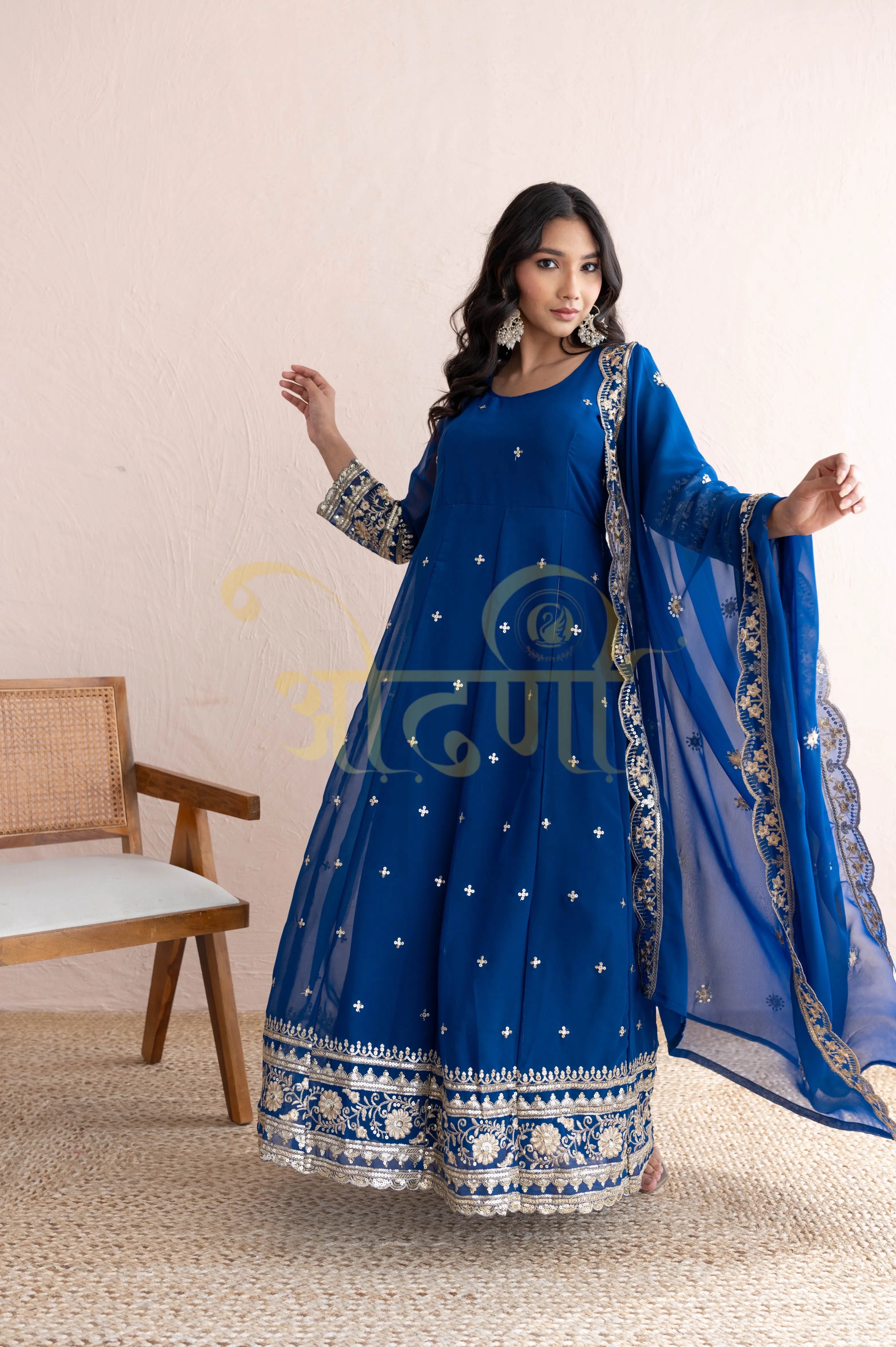 GEORGETTE FABRIC ANARKALI 3-PIECE SUIT WITH DUPATTA