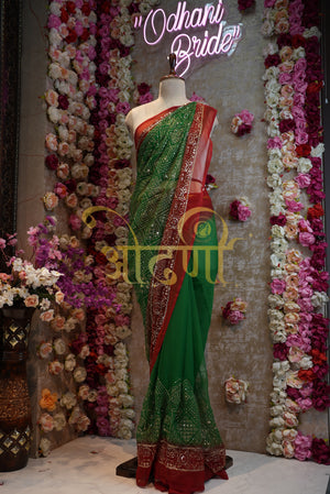 Rajwadi saree with aari-tari work on georgette fabric ##SR0162