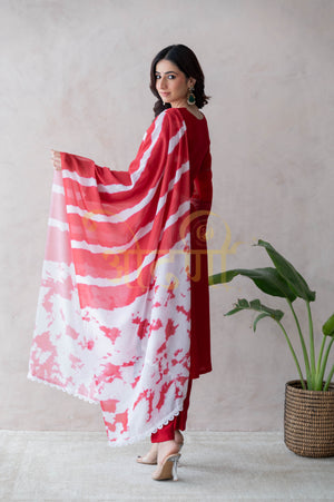 STRAIGHT FIT 3-PIECE SUIT WITH PRINTED DUPATTA ##SP099
