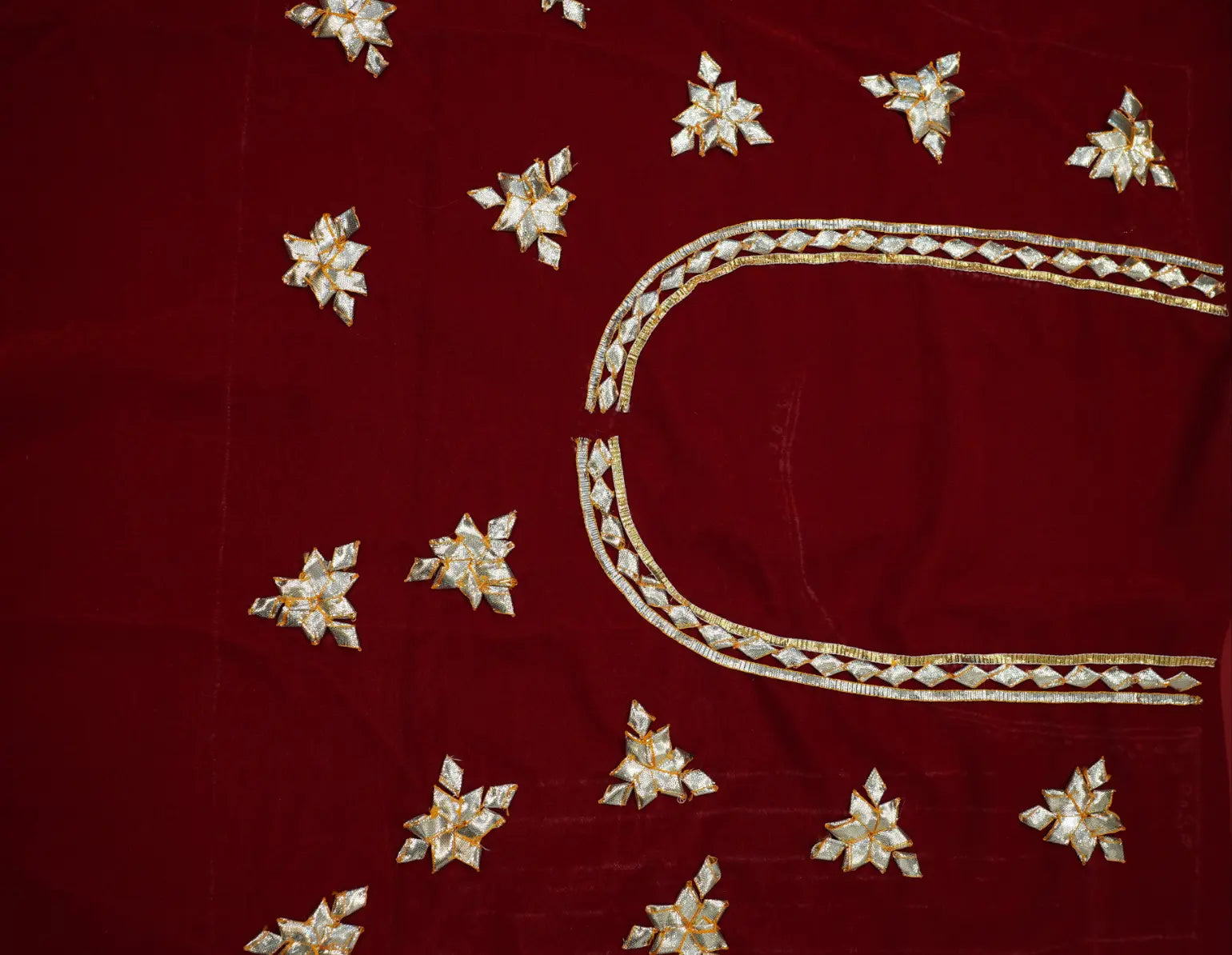 Kachi Gota Patti Handwork Blouse On Valvet Fabric (unstitched)