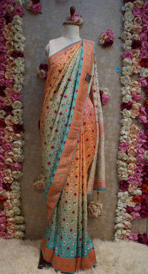 PATOLA PATTERN SAREE WITH HEAVY ZARI BORDER (WITH BLOUSE) ##SR0250