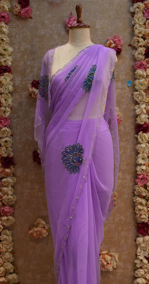 HANDWORK RAJWADI SAREE ON GEORGETTE FABRIC (WITH BLOUSE) ##SR0252