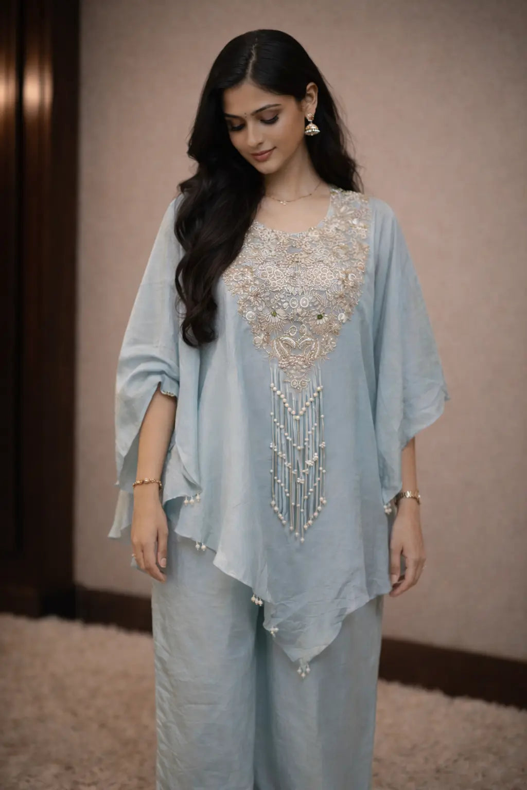 PURE TISSUE FABRIC ZARDOZI HANDWORK 3 PIECE CO-ORD SET SUIT