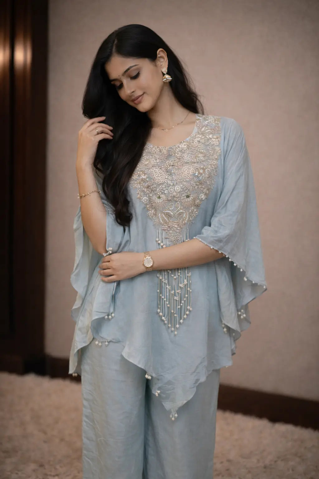 PURE TISSUE FABRIC ZARDOZI HANDWORK 3 PIECE CO-ORD SET SUIT