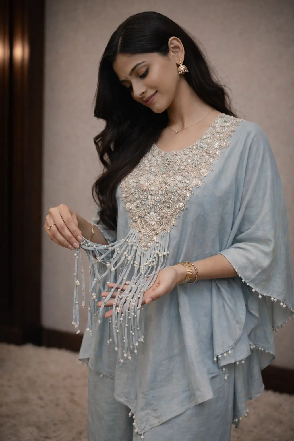 PURE TISSUE FABRIC ZARDOZI HANDWORK 3 PIECE CO-ORD SET SUIT