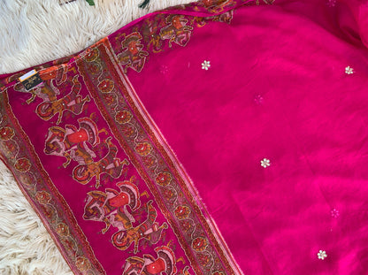 CHIFFON FABRIC SAREE WITH DANDIYA PRINT AND CUTDANA WORK (WITH BLOUSE)  ##SR0364