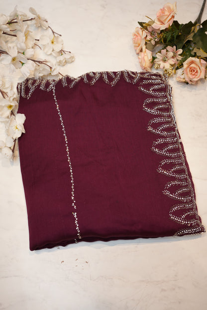 Royal Chinon Fabric Katdana & Jarkan Work Saree with heavy blouse neck border ##SR063