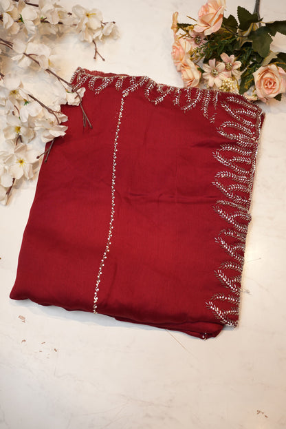Royal Chinon Fabric Katdana & Jarkan Work Saree with heavy blouse neck border ##SR063