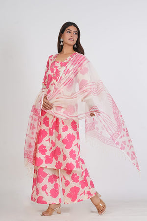 PURE SUPER COTTON 3-PIECE SUIT WITH DUPATTA (PINK) SNV ##SP032
