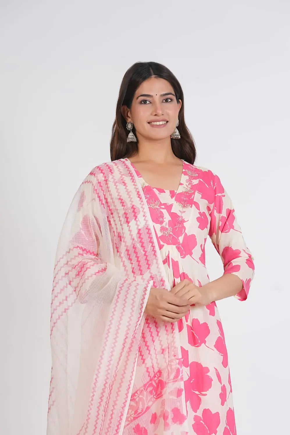 PURE SUPER COTTON 3-PIECE SUIT WITH DUPATTA (PINK) SNV