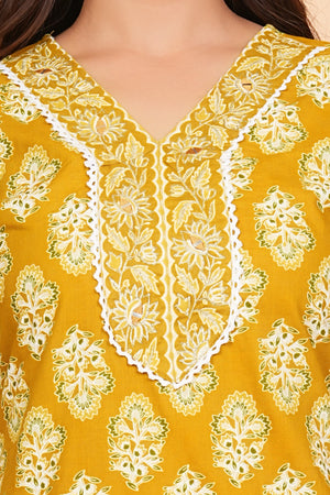 PURE SUPER COTTON 3-PIECE SUIT WITH DUPATTA (MUSTARD YELLOW) SNV ##037