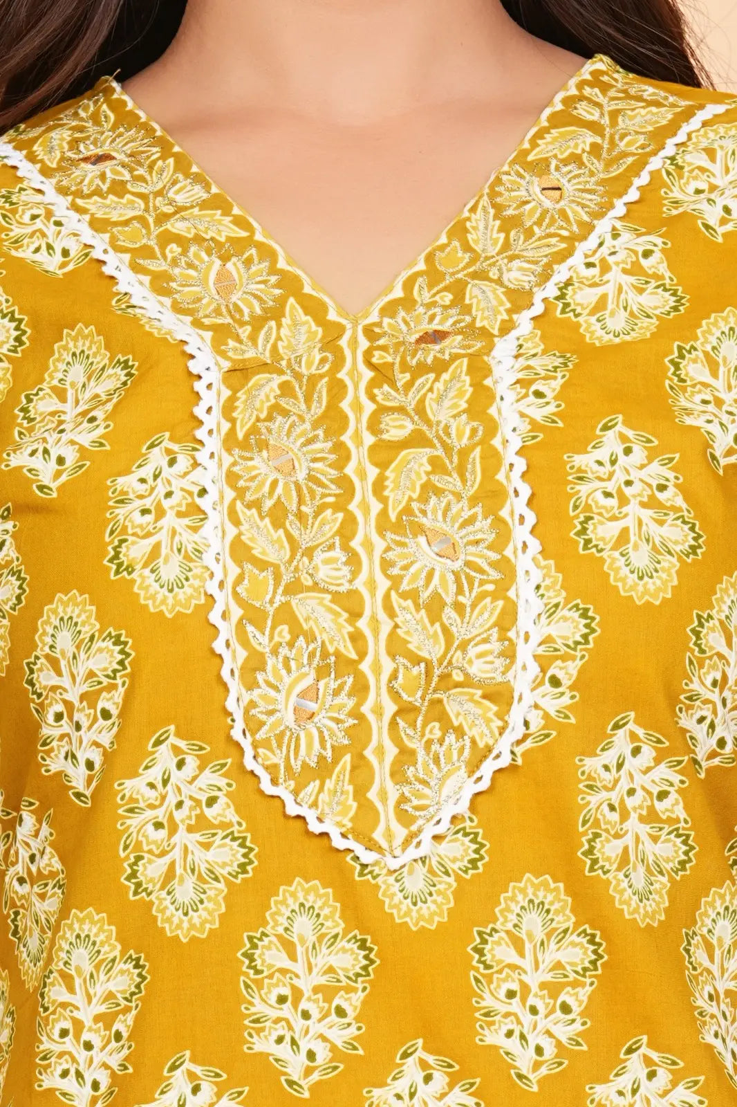 PURE SUPER COTTON 3-PIECE SUIT WITH DUPATTA (MUSTARD YELLOW) SNV