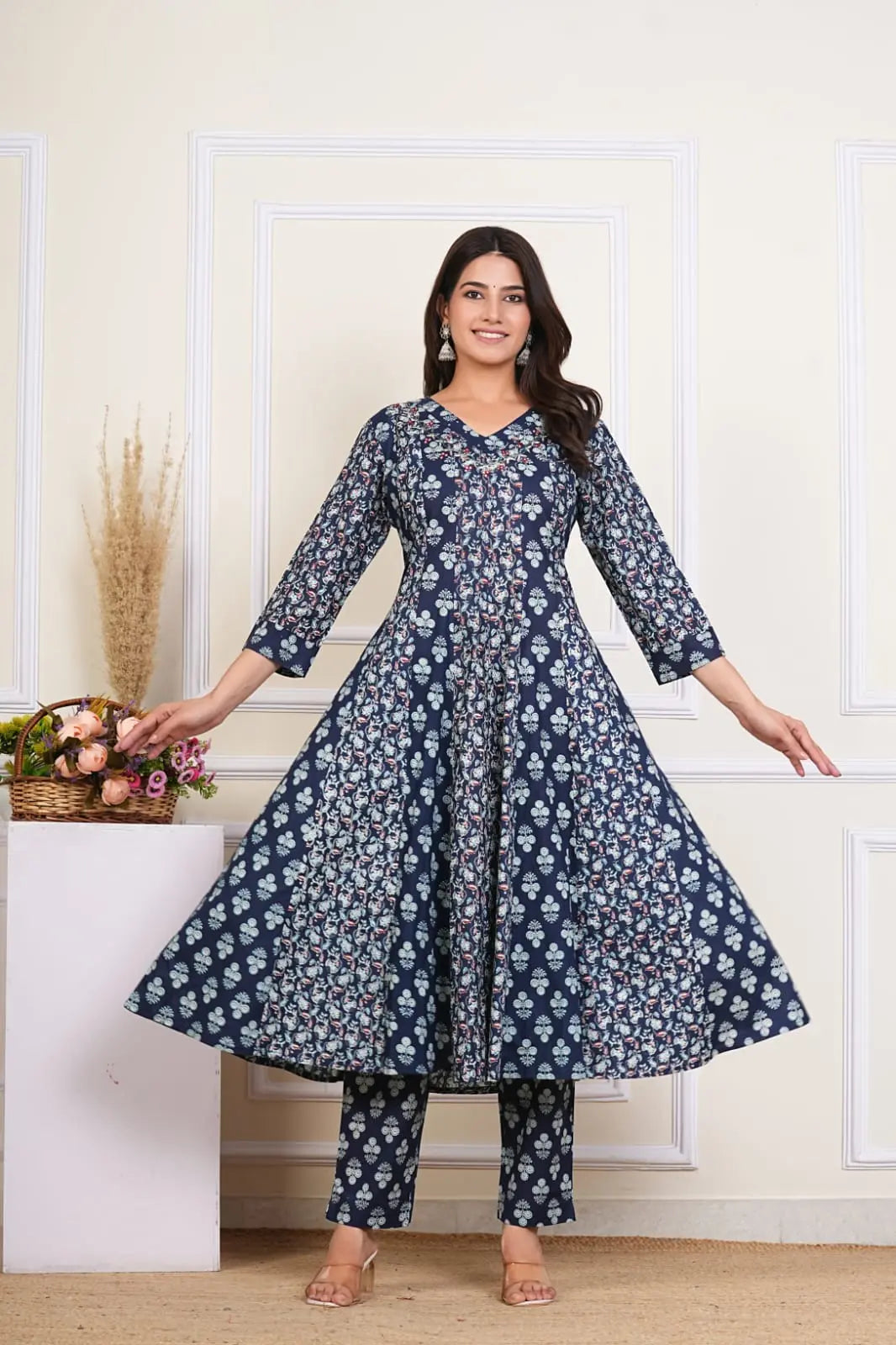 PURE SUPER COTTON 3-PIECE SUIT WITH DUPATTA (BLUE) SNV