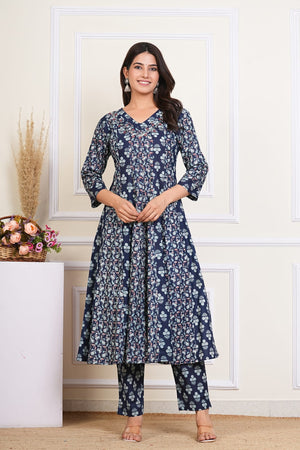 PURE SUPER COTTON 3-PIECE SUIT WITH DUPATTA (BLUE) SNV ##SP046