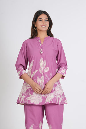 PURE SUPER COTTON CO-ORD SET SUIT (PURPLE) SNV ##SP053