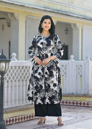 PURE SUPER COTTON CO-ORD SET SUIT (BLACK) RASS ##SP058