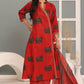 PURE SUPER COTTON 3-PIECE SUIT WITH DUPATTA (RED) RASS ##SP062