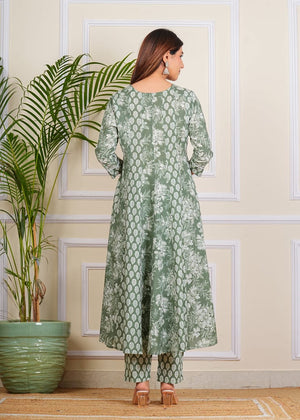 PURE SUPER COTTON 3-PIECE SUIT WITH DUPATTA (GREEN) SNV ##SP034