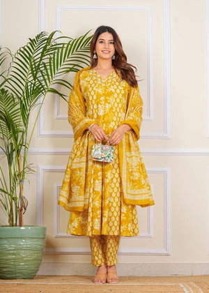 PURE SUPER COTTON 3-PIECE SUIT WITH DUPATTA (MUSTARD) SNV ##SP035