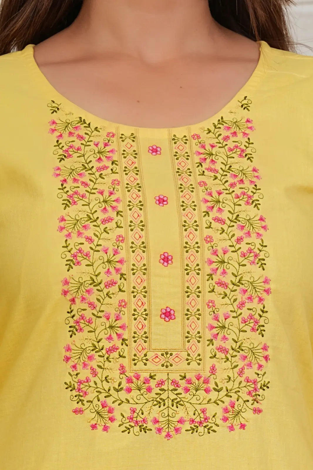 PURE SUPER COTTON 3-PIECE SUIT WITH DUPATTA (YELLOW) SNV