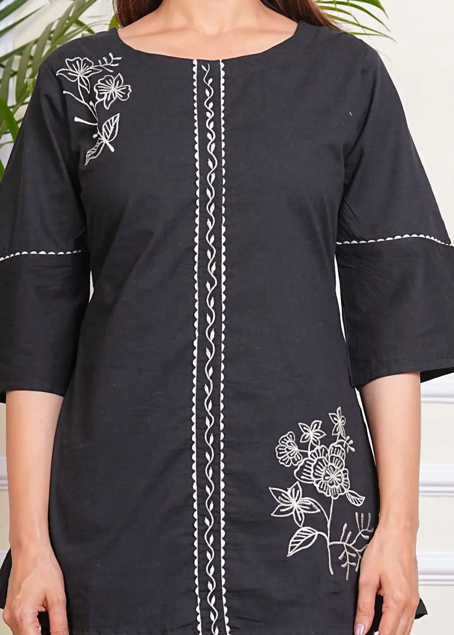 PURE SUPER COTTON CO-ORD SET SUIT WITH FLURAL PRINT (BLACK) SNV