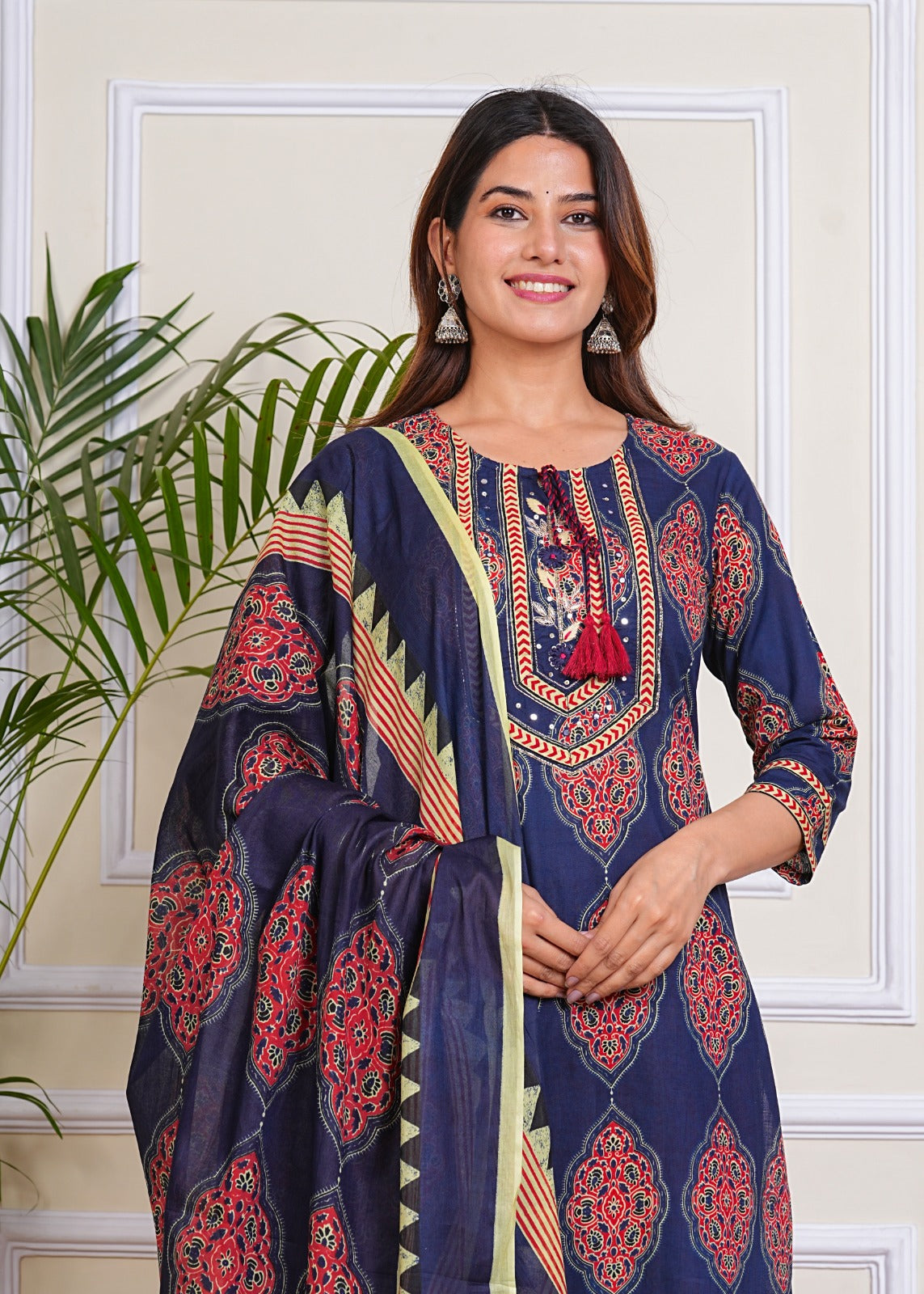 PURE SUPER COTTON 3-PIECE SUIT WITH DUPATTA (BLUE) SNV ##SP043