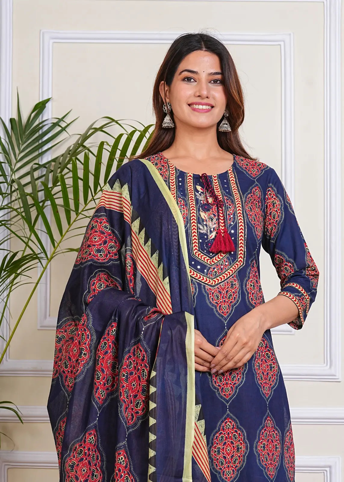 PURE SUPER COTTON 3-PIECE SUIT WITH DUPATTA (BLUE) SNV